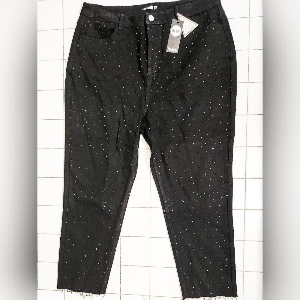 Boohoo Black Pants with White Dots